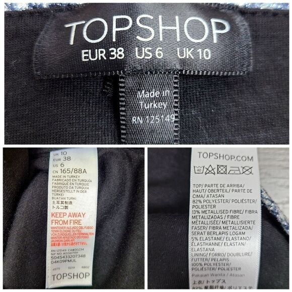 Topshop Snakeskin Strapless Bandeau Top Size 6 - Picture 13 of 16